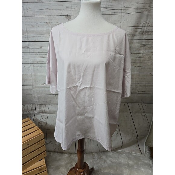 Eileen Fisher Women's Size XL Boxy Tencel Top Dolman Short Sleeve Light Purple - Picture 1 of 7